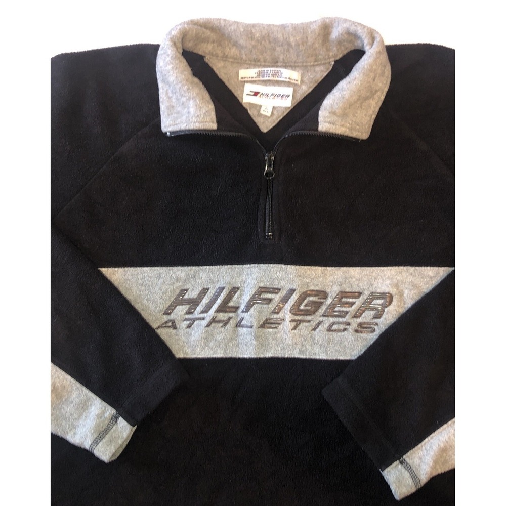 Vintage Y2k Tommy Hilfiger Size L Athletics Spellout Fleece Sweater